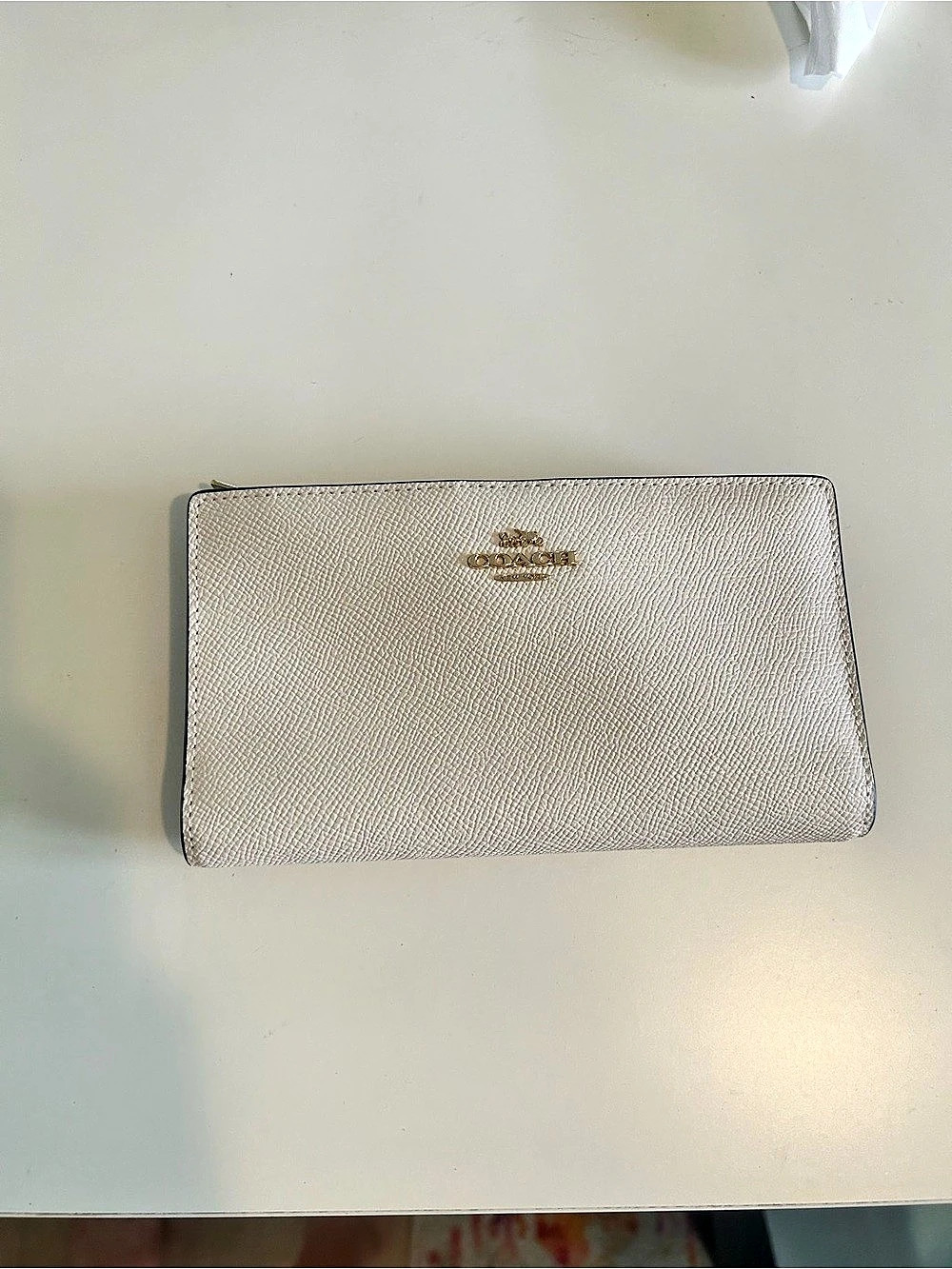 Coach Slim Zip Wallet in Cream